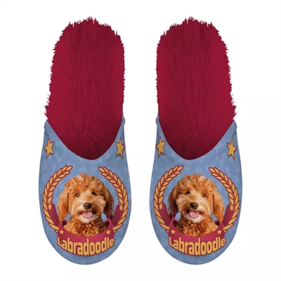 Merkloos Pantoffel Labradoodle Lila / Rood